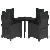 Set da Pranzo da Giardino 5 pz Nero con Cuscini in Polyrattan 3212968