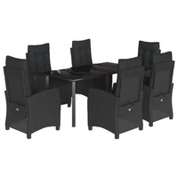 Set da Pranzo da Giardino 7 pz Nero con Cuscini in Polyrattancod mxl 116131
