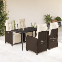 Set da Pranzo da Giardino 5pz con Cuscini in Polyrattan Marrone 3212977