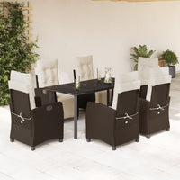 Set da Pranzo da Giardino 7pz con Cuscini in Polyrattan Marronecod mxl 87078