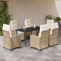 Set da Pranzo da Giardino 7 pz con Cuscini Beige in Polyrattan 3213006