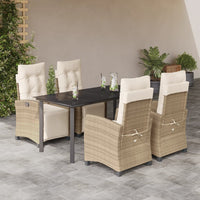 Set da Pranzo da Giardino 5 pz con Cuscini Beige in Polyrattan 3213012