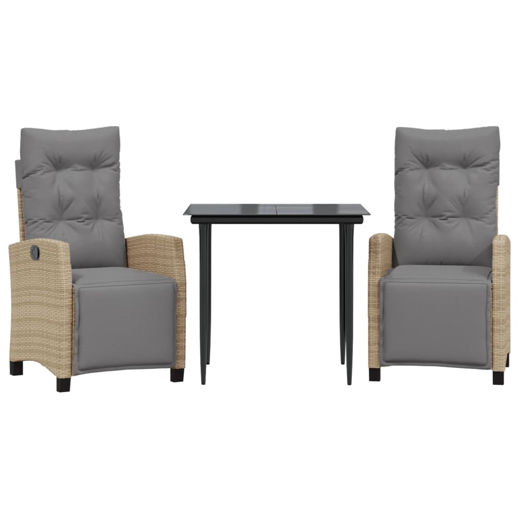 Set Pranzo da Giardino 3 pz con Cuscini Beige Misto Polyrattan 3213016