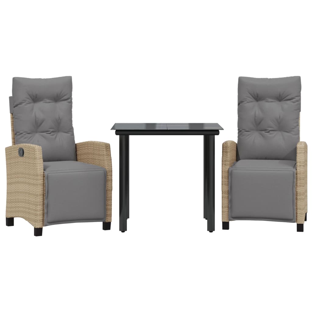 Set Pranzo da Giardino 3 pz con Cuscini Beige Misto Polyrattan 3213023