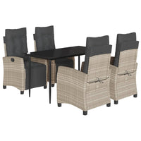 Set Pranzo da Giardino 5pz con Cuscini Grigio Chiaro Polyrattan 3213039