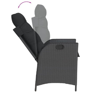 Set da Pranzo da Giardino 5 pz Nero con Cuscini in Polyrattan 3213070