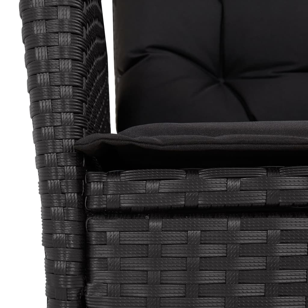 Set da Pranzo da Giardino 7 pz Nero con Cuscini in Polyrattan 3213073