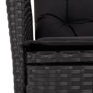 Set da Pranzo da Giardino 7 pz Nero con Cuscini in Polyrattan 3213073