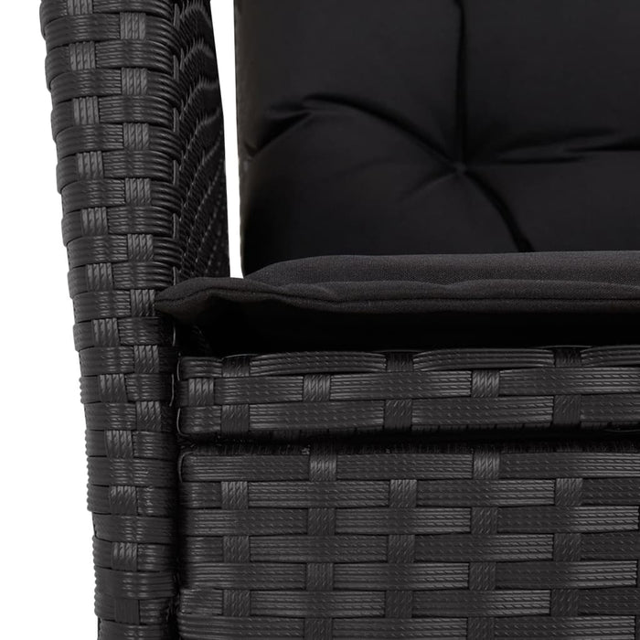 Set da Pranzo da Giardino 7 pz Nero con Cuscini in Polyrattan 3213073