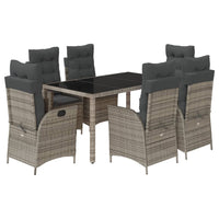 vidaXL Set da Pranzo da Giardino 7 pz con Cuscini in Polyrattan Grigio