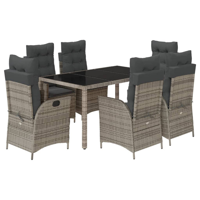 vidaXL Set da Pranzo da Giardino 7 pz con Cuscini in Polyrattan Grigio