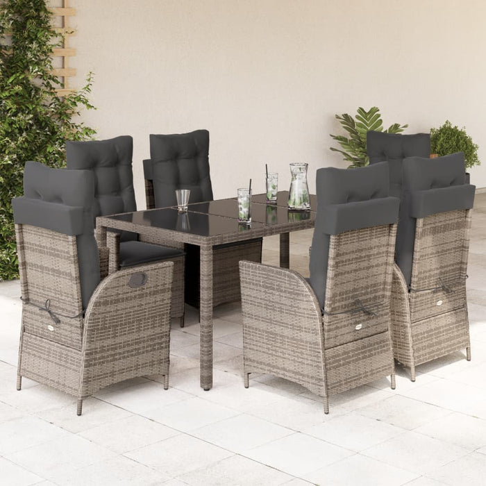 vidaXL Set da Pranzo da Giardino 7 pz con Cuscini in Polyrattan Grigio