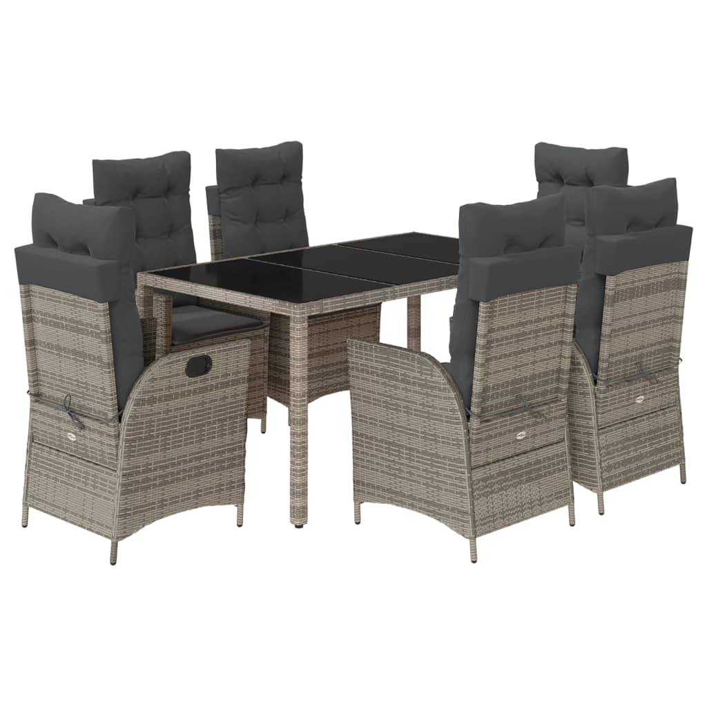 Set da Pranzo da Giardino 7 pz con Cuscini in Polyrattan Grigio 3213081