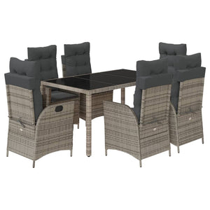 Set da Pranzo da Giardino 7 pz con Cuscini in Polyrattan Grigio 3213081