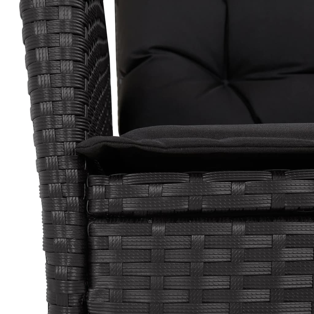 Set da Pranzo da Giardino 7 pz Nero con Cuscini in Polyrattan 3213099