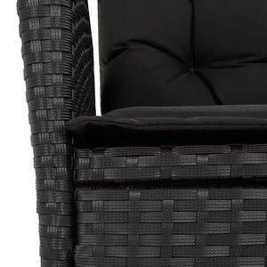 Set da Pranzo da Giardino 7 pz Nero con Cuscini in Polyrattan 3213100