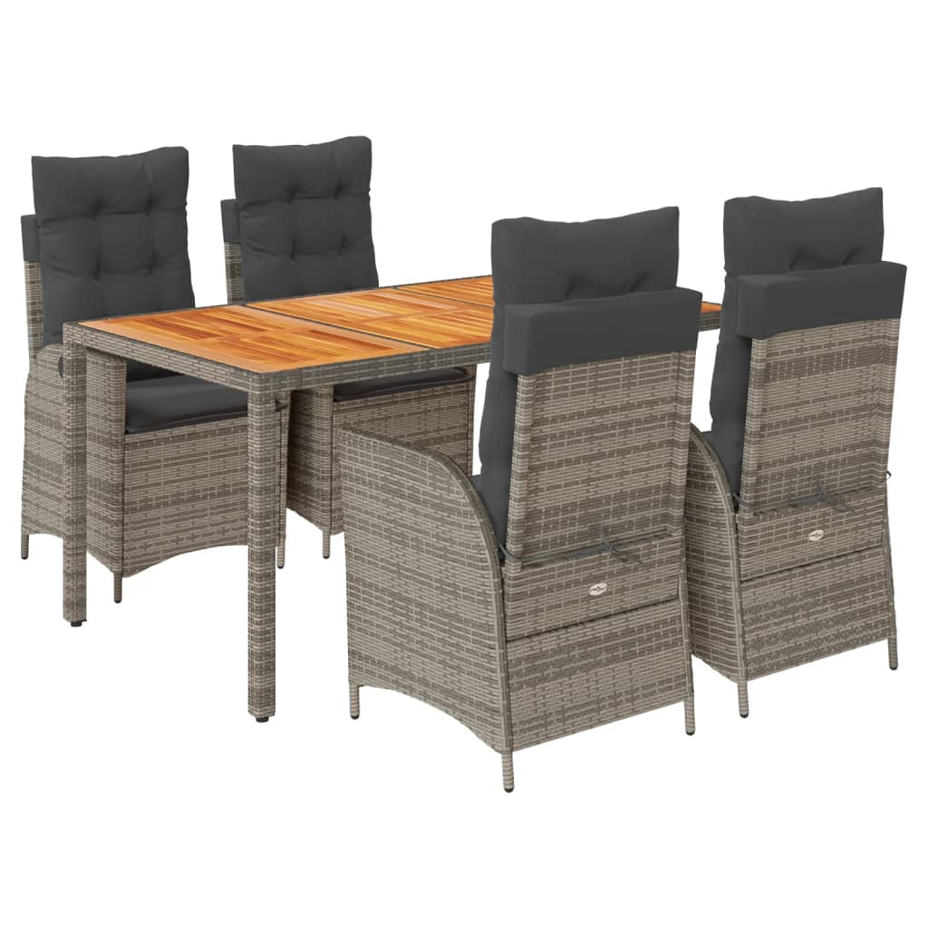 Set da Pranzo da Giardino 5 pz con Cuscini in Polyrattan Grigio 3213106