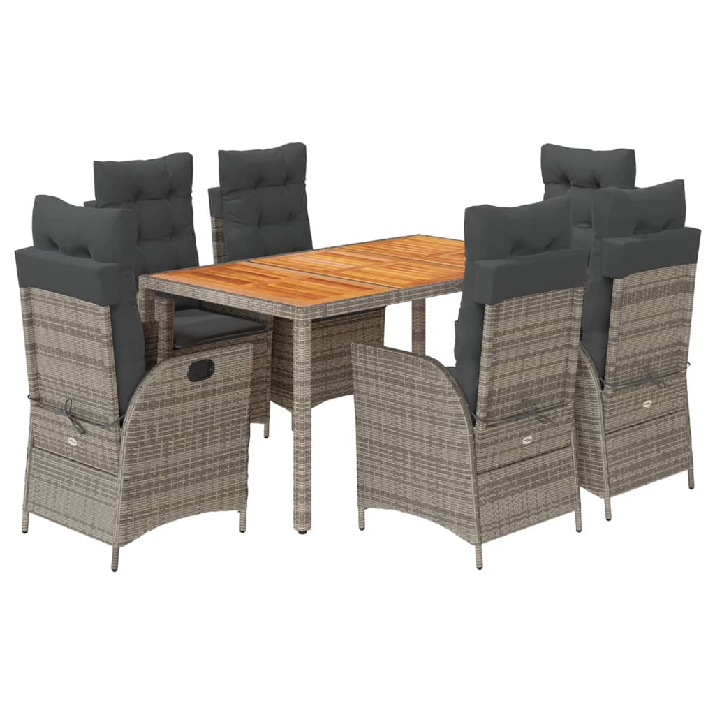 Set da Pranzo da Giardino 7 pz con Cuscini in Polyrattan Grigio 3213108