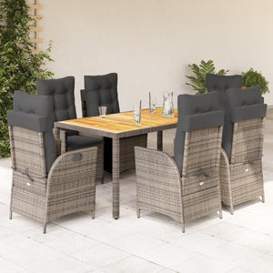 Set da Pranzo da Giardino 7 pz con Cuscini in Polyrattan Grigio 3213108