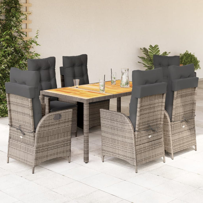 Set da Pranzo da Giardino 7 pz con Cuscini in Polyrattan Grigio 3213108