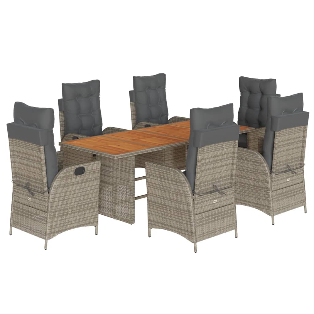 Set da Pranzo da Giardino 7 pz con Cuscini in Polyrattan Grigio 3213142