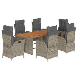 Set da Pranzo da Giardino 7 pz con Cuscini in Polyrattan Grigio 3213142