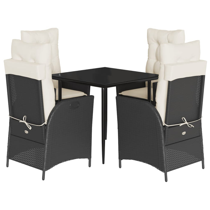 Set da Pranzo da Giardino 5 pz Nero con Cuscini in Polyrattan 3213155