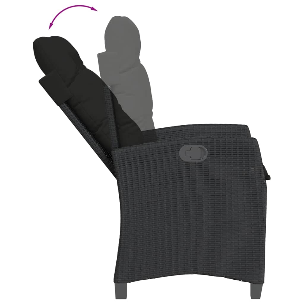 Set da Pranzo da Giardino 5 pz Nero con Cuscini in Polyrattan 3213177