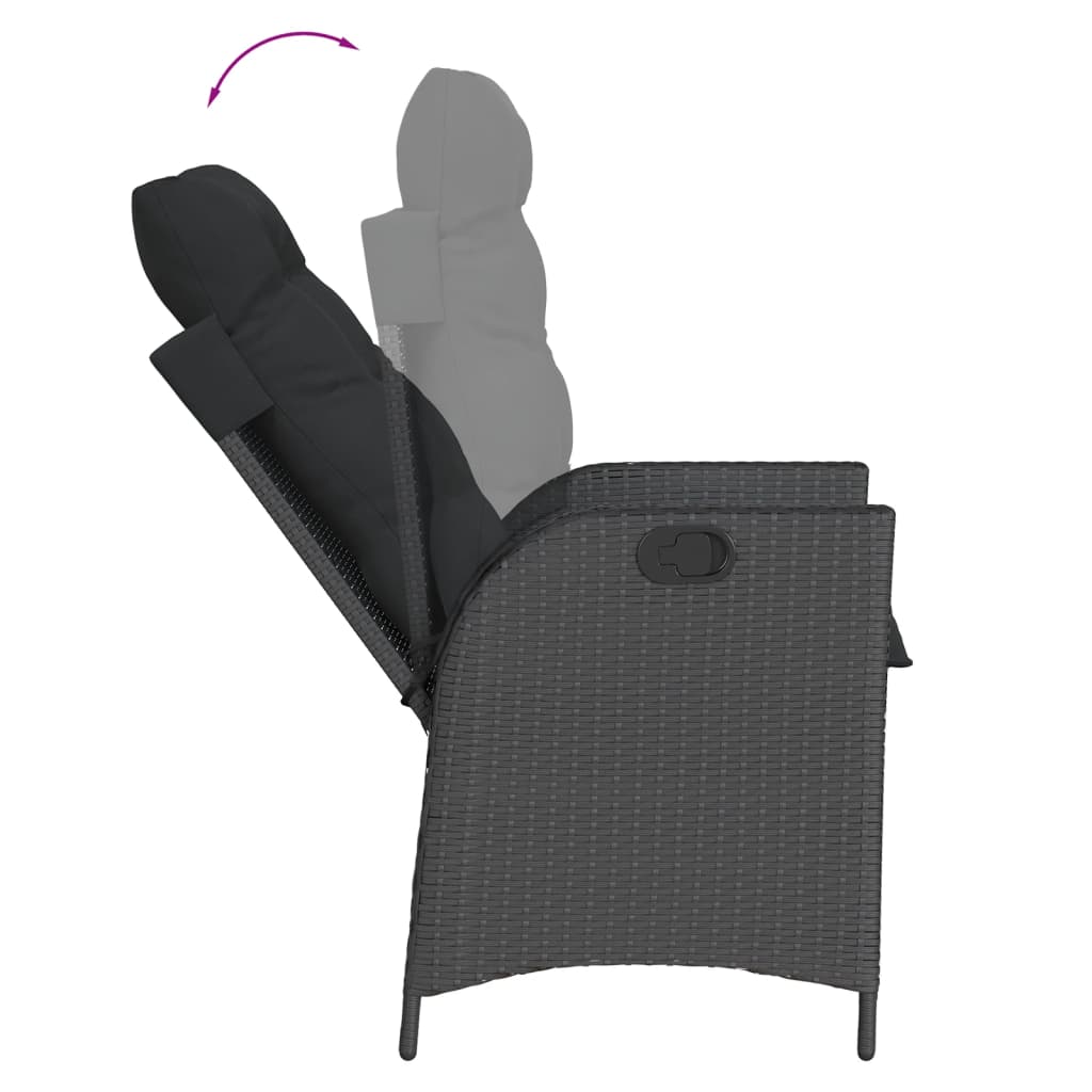 Set da Pranzo da Giardino 7 pz Nero con Cuscini in Polyrattan 3213191