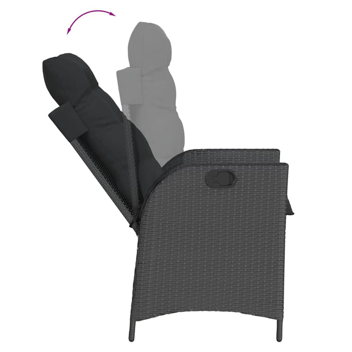 Set da Pranzo da Giardino 7 pz Nero con Cuscini in Polyrattan 3213191