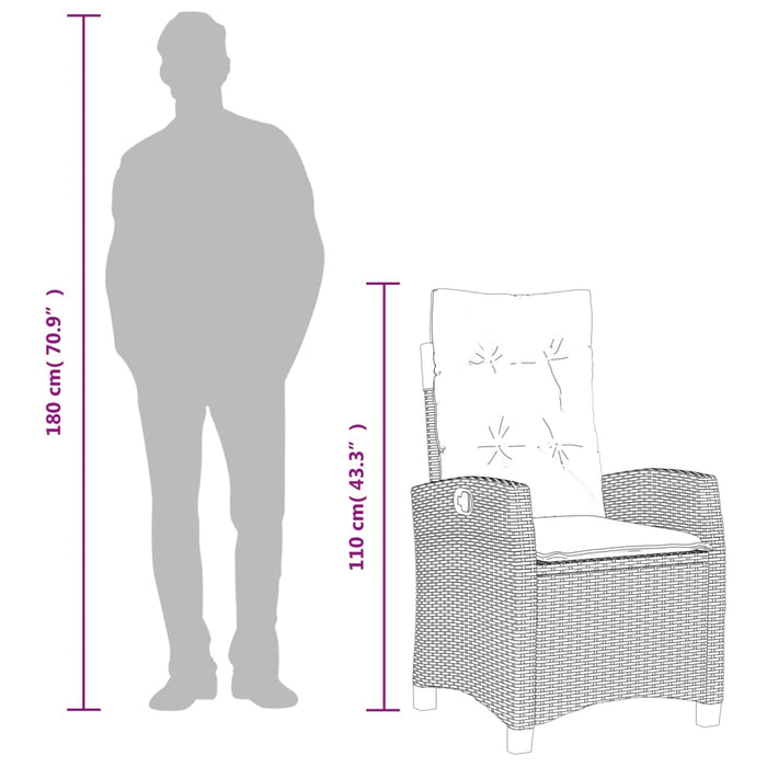 Set da Pranzo da Giardino 5pz con Cuscini in Polyrattan Marrone 3213205