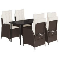 Set da Pranzo da Giardino 5pz con Cuscini in Polyrattan Marrone 3213207