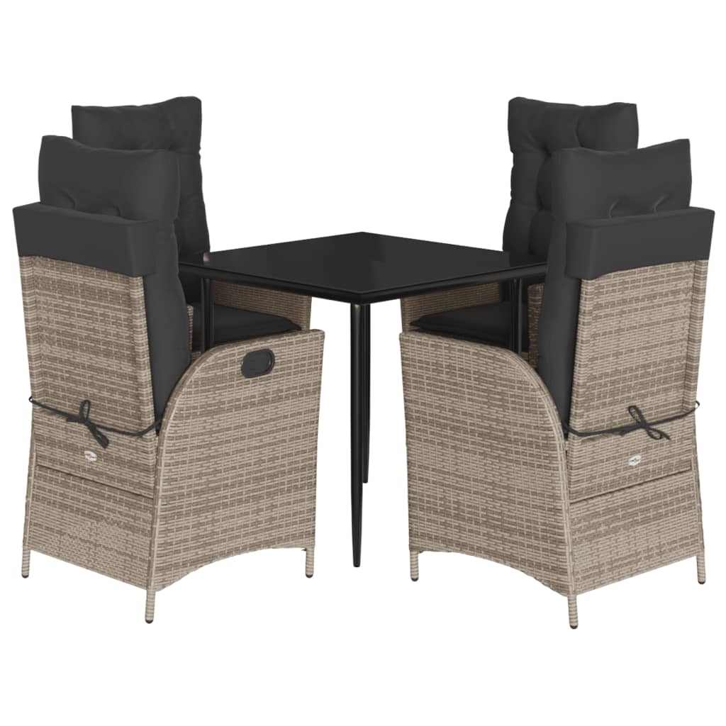 Set da Pranzo da Giardino 5 pz con Cuscini in Polyrattan Grigio 3213215