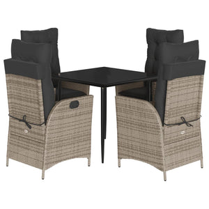 Set da Pranzo da Giardino 5 pz con Cuscini in Polyrattan Grigio 3213215