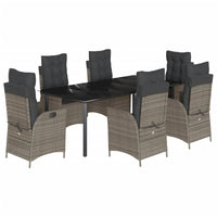 Set da Pranzo da Giardino 7 pz con Cuscini in Polyrattan Grigio 3213231