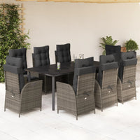Set da Pranzo da Giardino 9 pz con Cuscini in Polyrattan Grigio 3213232