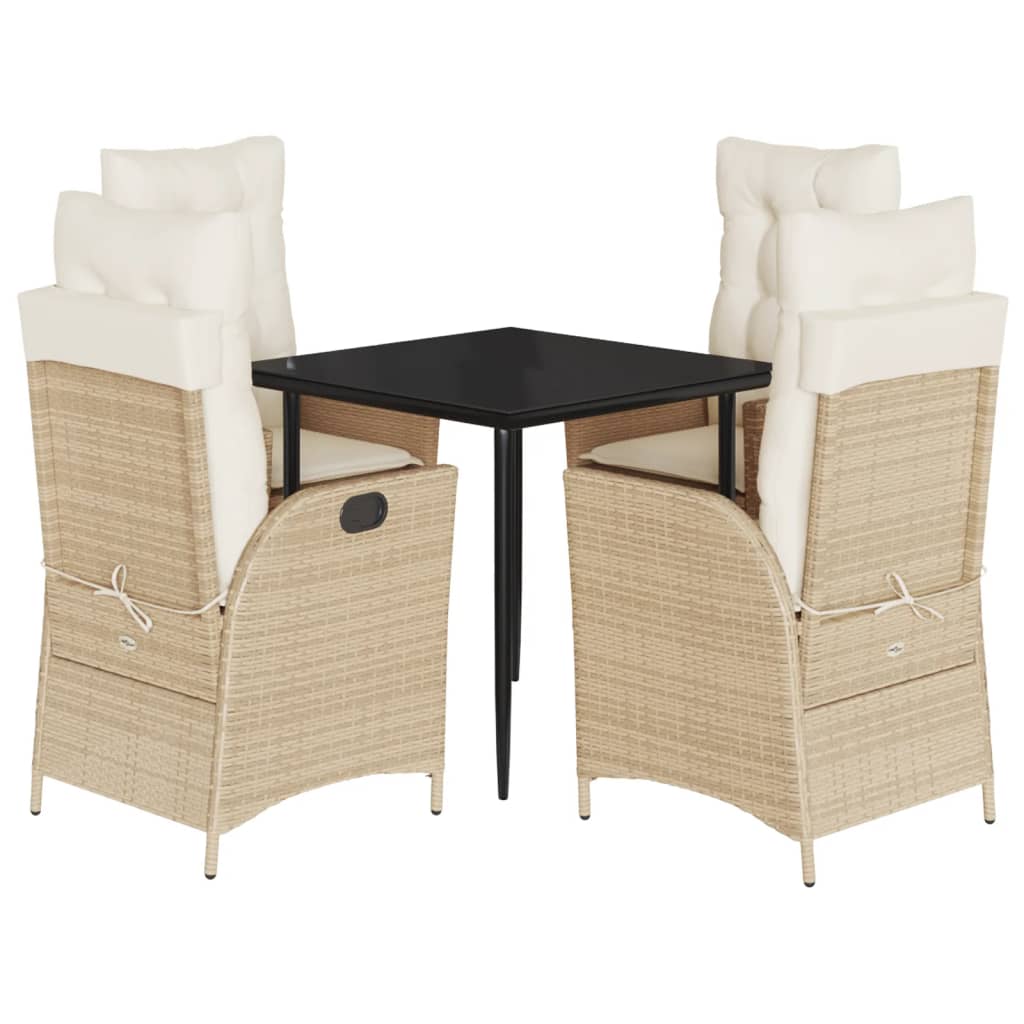 Set da Pranzo da Giardino 5 pz con Cuscini Beige in Polyrattan 3213235