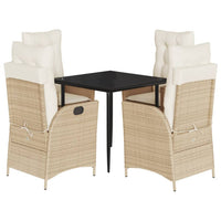 Set da Pranzo da Giardino 5 pz con Cuscini Beige in Polyrattan 3213235