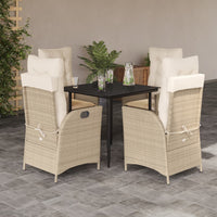 Set da Pranzo da Giardino 5 pz con Cuscini Beige in Polyrattan 3213235