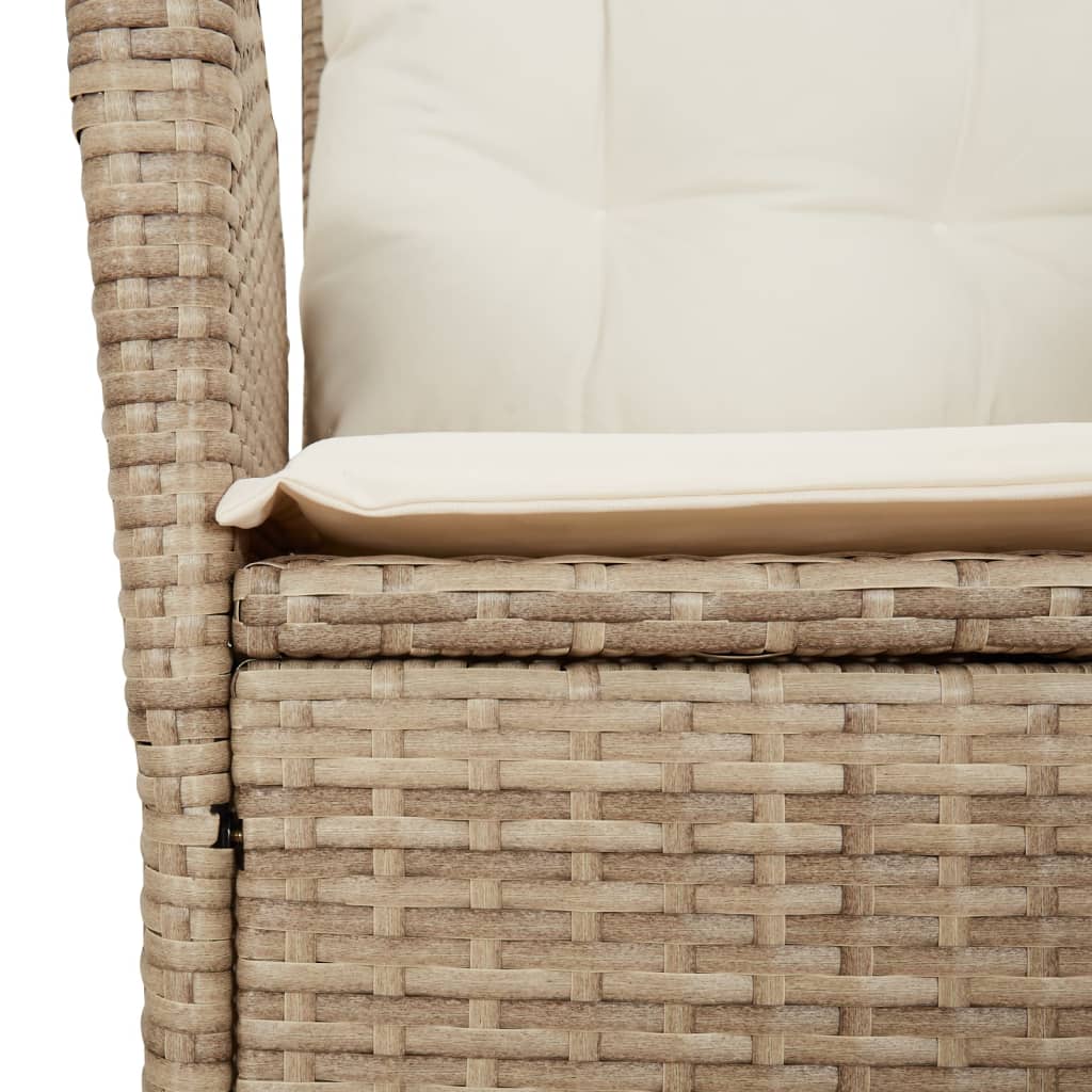 Set da Pranzo da Giardino 7 pz con Cuscini Beige in Polyrattan 3213240