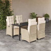 Set da Pranzo da Giardino 5 pz con Cuscini Beige in Polyrattan 3213248