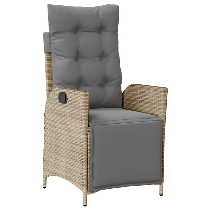 Set da Pranzo da Giardino 9 pz con Cuscini Beige in Polyrattan