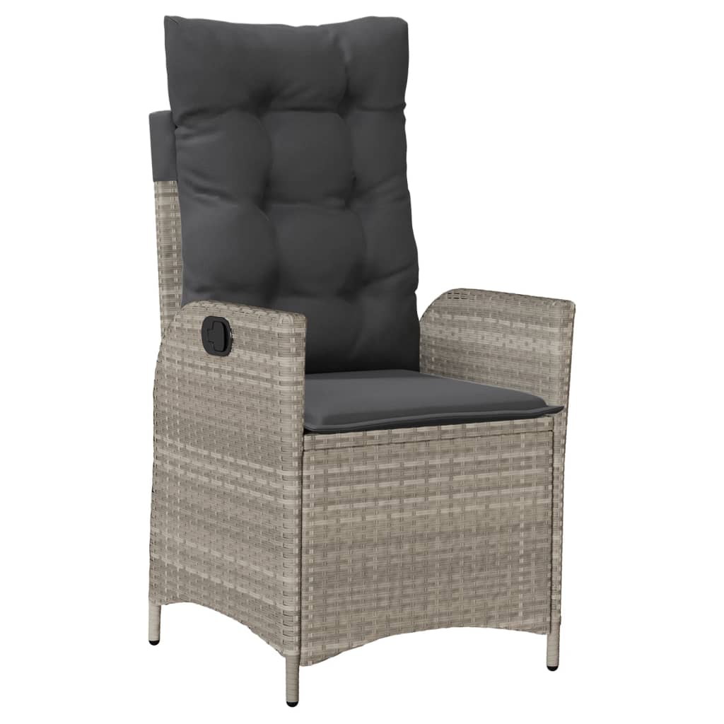 Set Pranzo da Giardino 5pz con Cuscini Grigio Chiaro Polyrattan