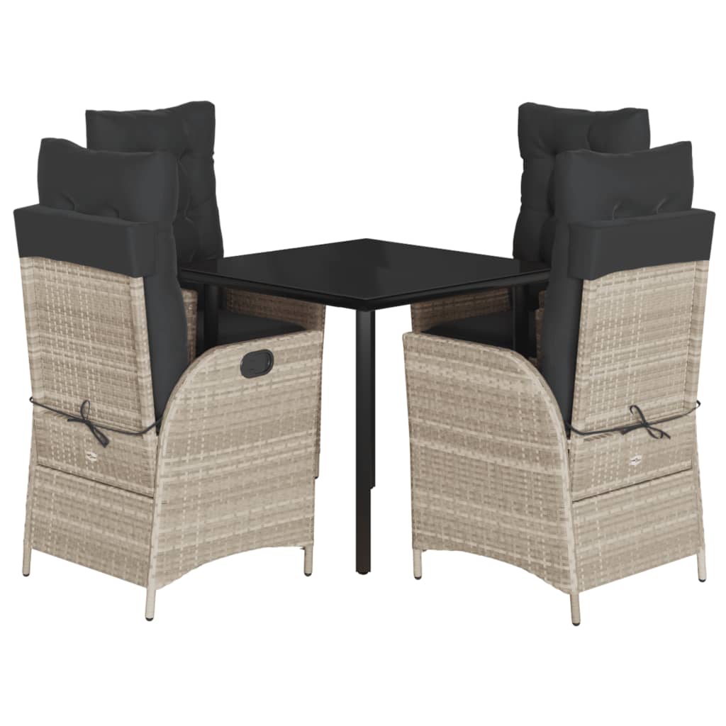 Set Pranzo da Giardino 5pz con Cuscini Grigio Chiaro Polyrattan 3213285