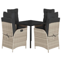 Set Pranzo da Giardino 5pz con Cuscini Grigio Chiaro Polyrattan 3213285