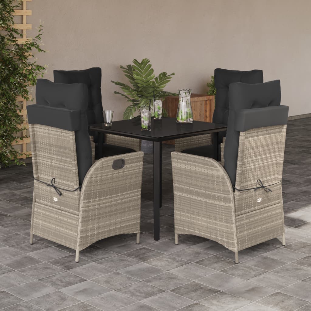 Set Pranzo da Giardino 5pz con Cuscini Grigio Chiaro Polyrattan 3213285