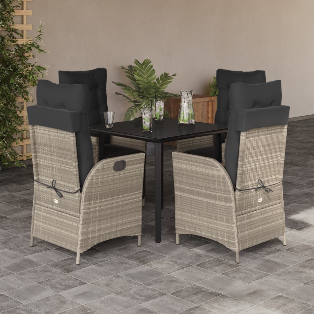 Set Pranzo da Giardino 5pz con Cuscini Grigio Chiaro Polyrattan 3213286