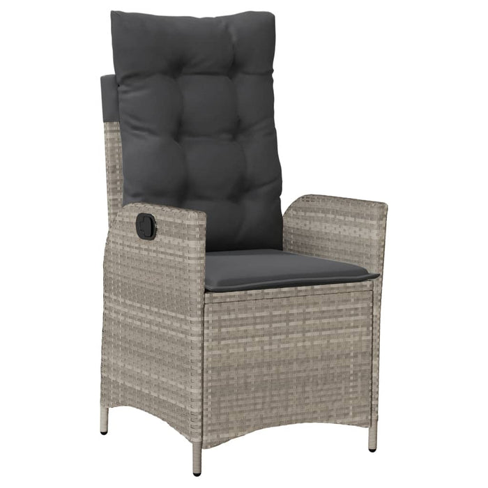 Set da Pranzo da Giardino 7 pz Cuscini Polyrattan Grigio Chiaro 3213289