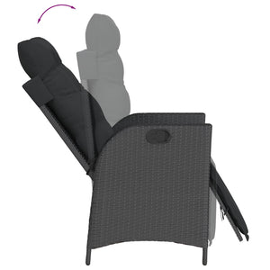 Set da Pranzo da Giardino 3 pz con Cuscini Nero in Polyrattan 3213320