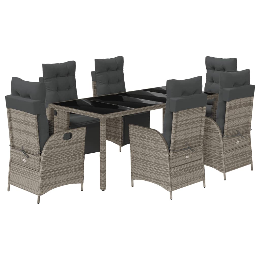 Set da Pranzo da Giardino 7 pz con Cuscini in Polyrattan Grigio 3213330